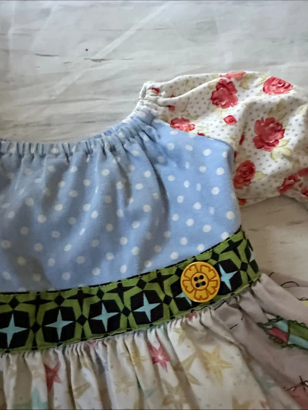 Matilda Jane Girls apron top with floral sleeves with Gray Ruffle Leggings 2